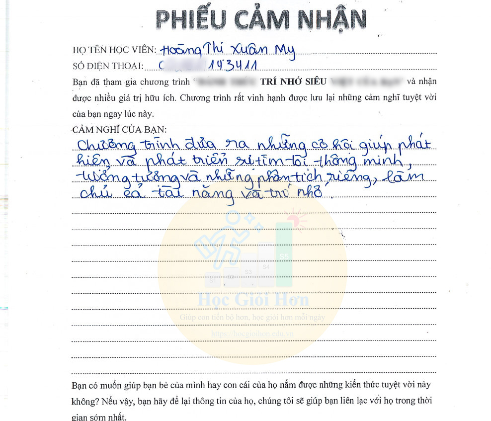 Thư tay cảm nhận sau khi học 7 ngày 06