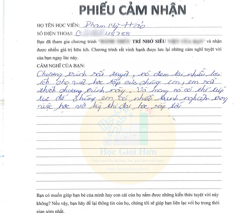 Thư tay cảm nhận sau khi học 7 ngày 05