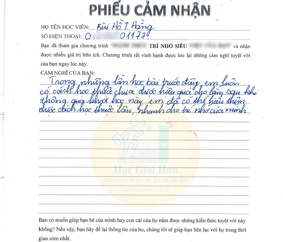 Thư tay cảm nhận sau khi học 7 ngày 02