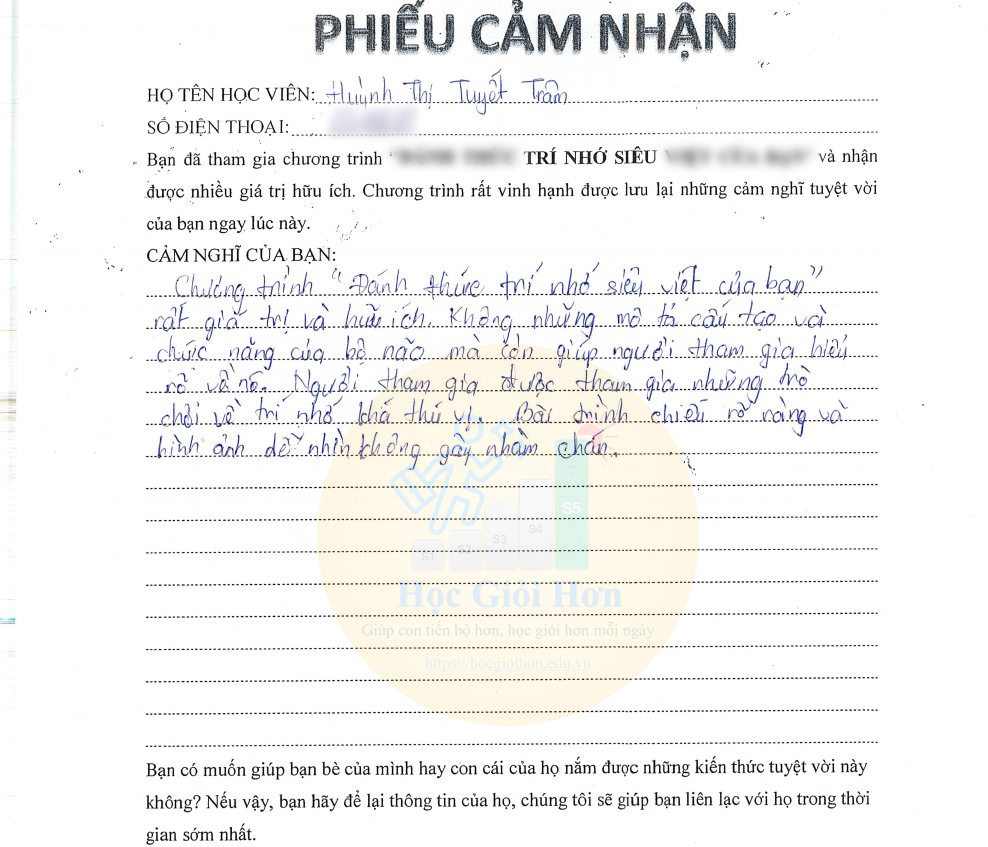 Thư tay cảm nhận sau khi học 7 ngày 03