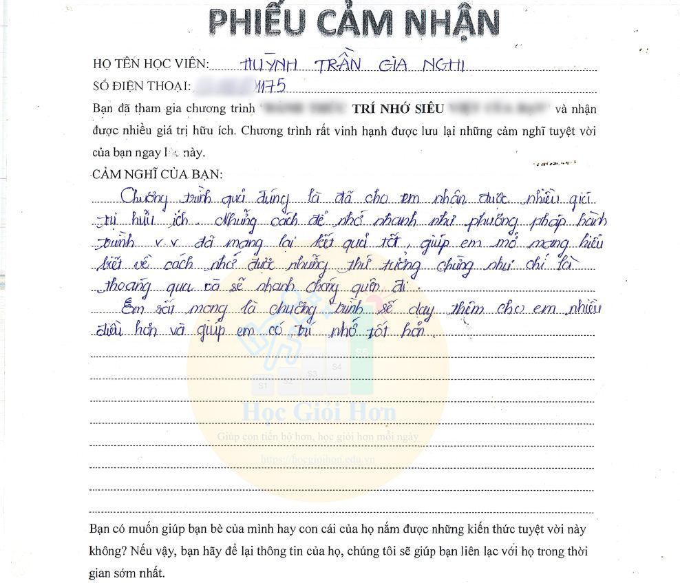 Thư tay cảm nhận sau khi học 7 ngày 08