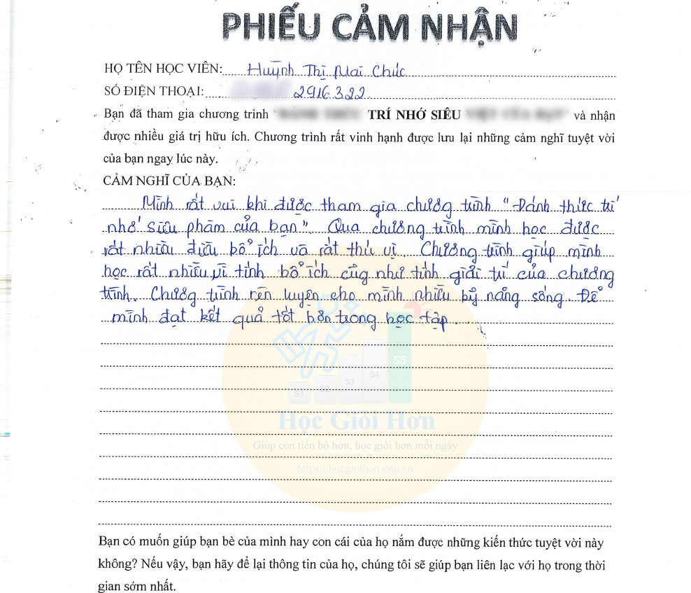 Thư tay cảm nhận sau khi học 7 ngày 07