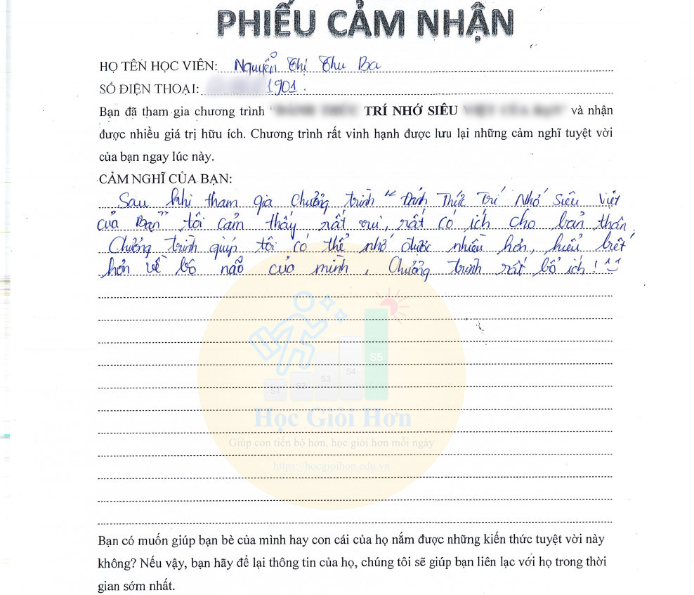 Thư tay cảm nhận sau khi học 7 ngày 04