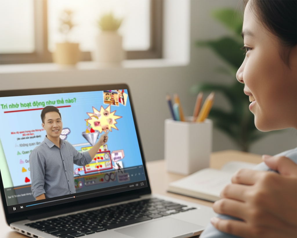 Con đang học chương trình 7 ngày tăng cường trí nhớ siêu tốc tại nhà cùng thầy giáo